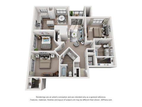 Three Bedroom Two Bathroom Floor Plan 1302